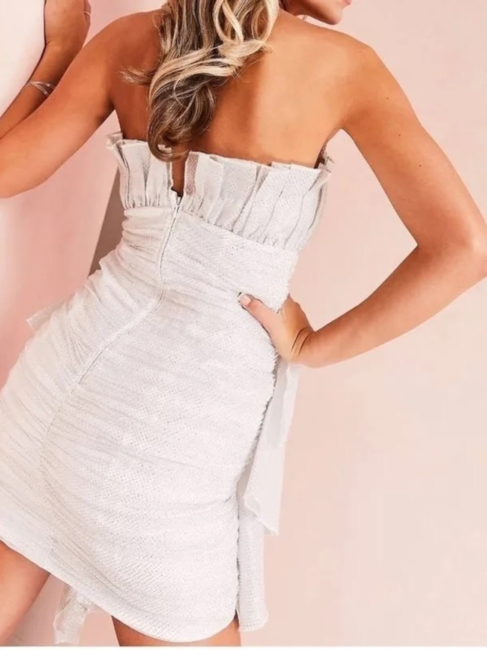 ASOS Luxe Strapless Ruffle Mini Dress - Picture 2 of 12